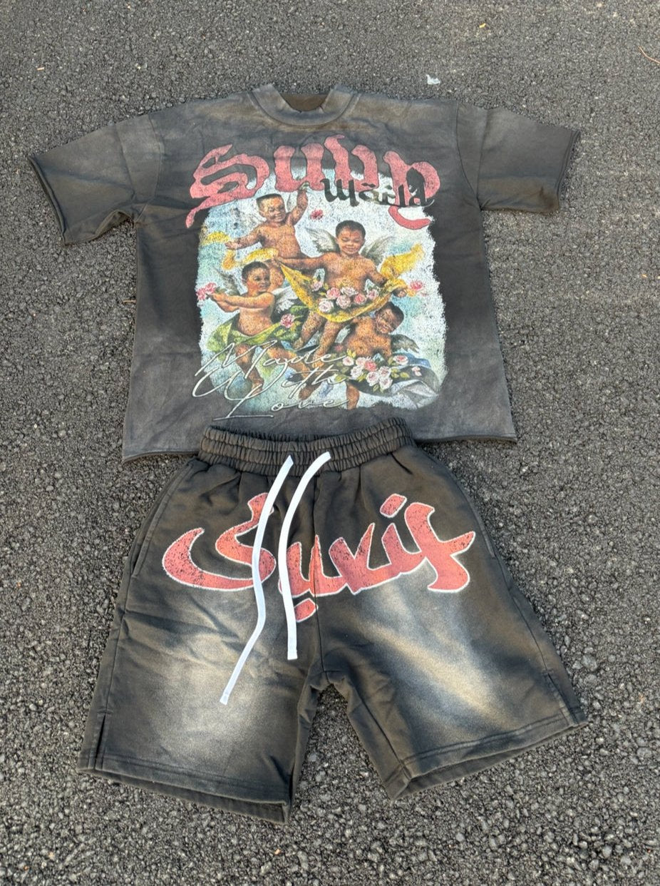 SUVY Short Sleeve cropped T-Shirt & Shorts