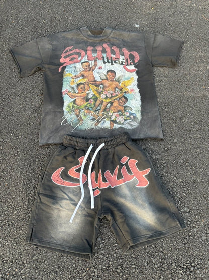 SUVY Short Sleeve cropped T-Shirt & Shorts